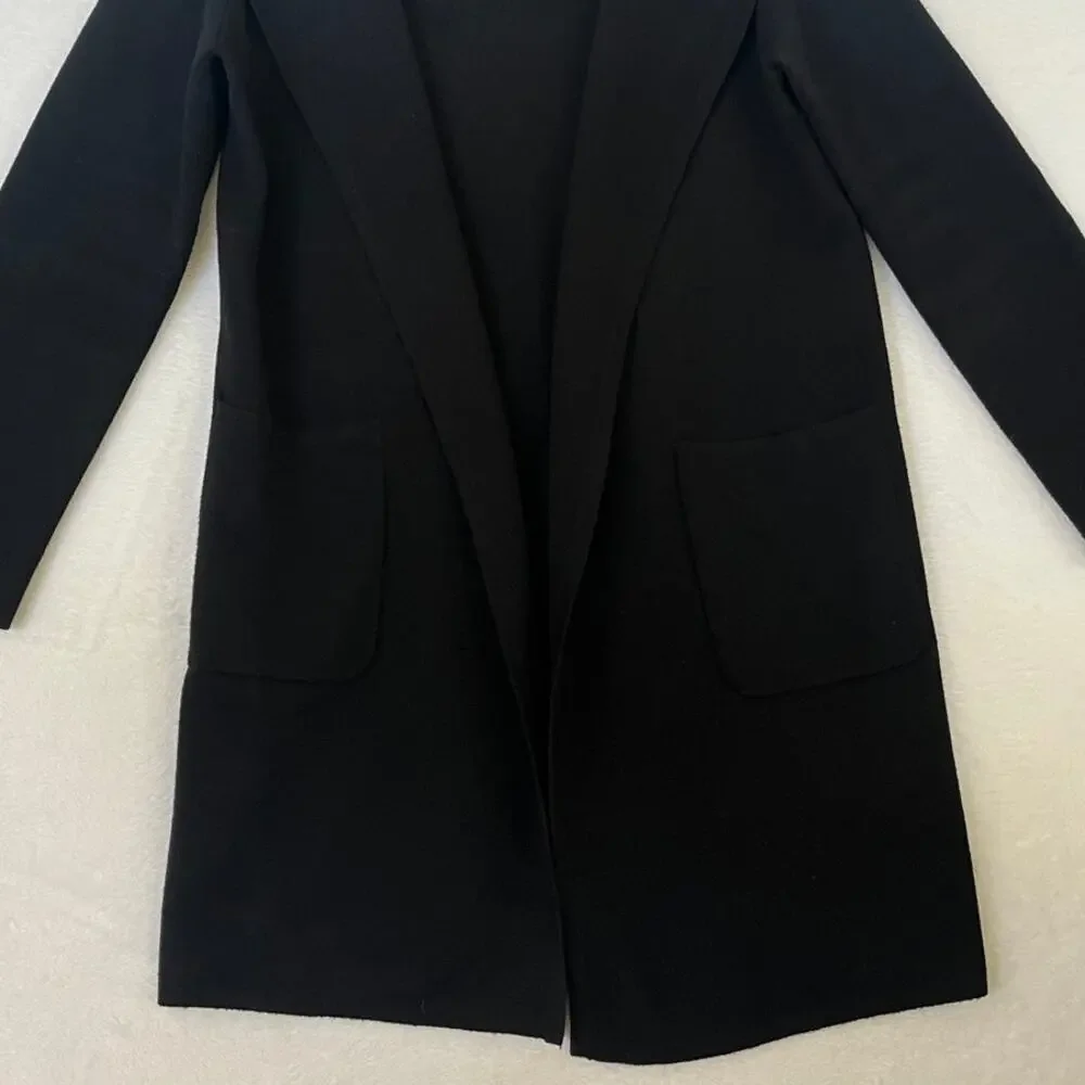 J.CREW 365 Juliette Collarless Sweater Blazer In Black Size S Merino Wool Blend